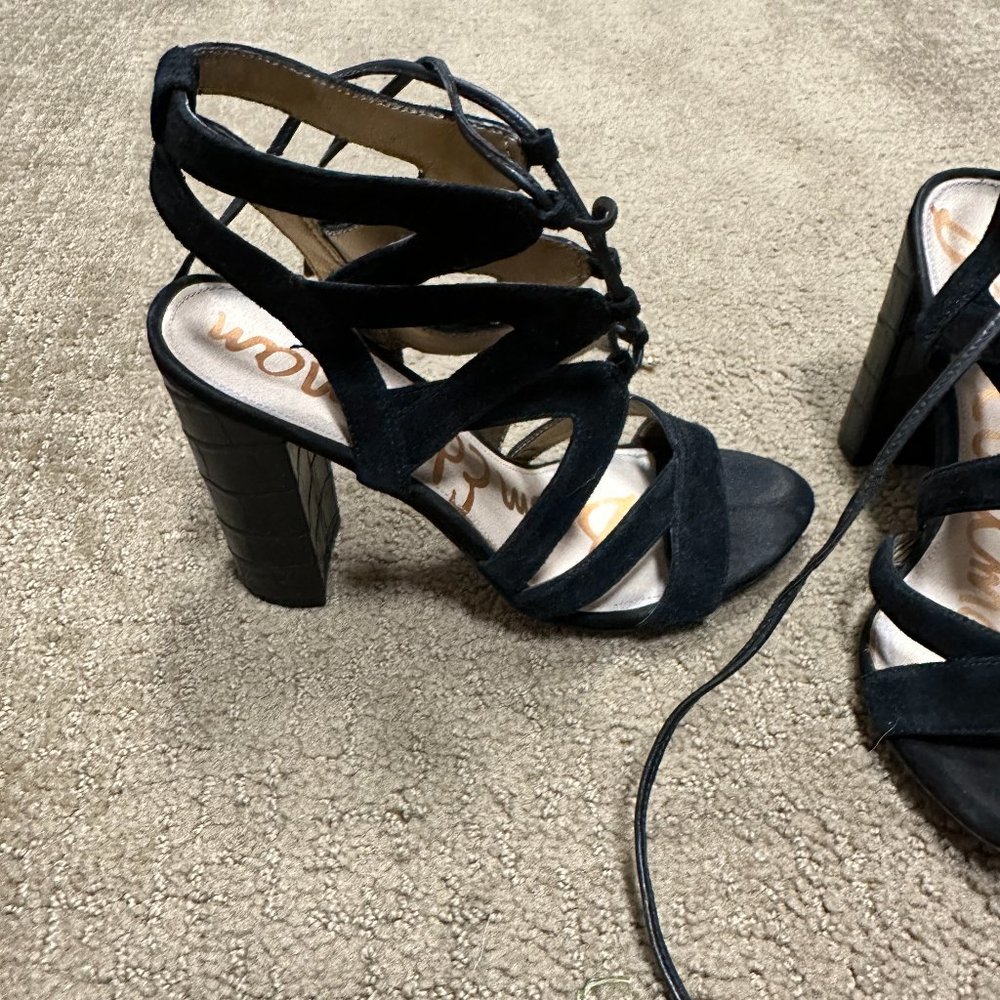Sam Edelman Yardley Sandal, size 7.5M, color black, suede lace up